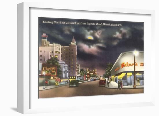 Lincoln Road, Miami Beach, Night-null-Framed Art Print