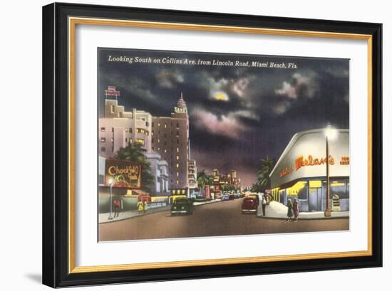 Lincoln Road, Miami Beach, Night-null-Framed Art Print