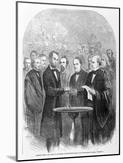 Lincoln Taking the Oath at His Second Inauguration, March 4, 1865, Published 1865-null-Mounted Giclee Print