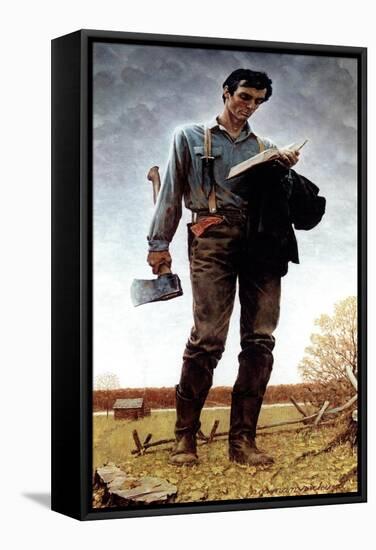 Lincoln the Railsplitter (or Young Woodcutter)-Norman Rockwell-Framed Premier Image Canvas