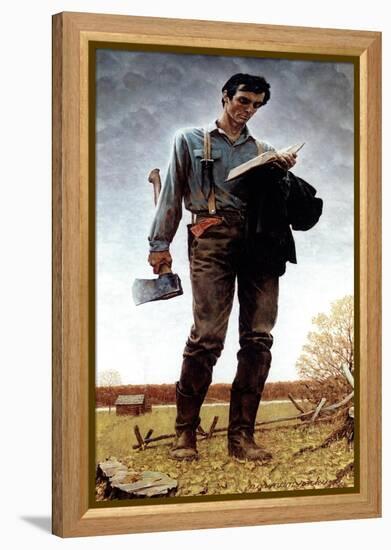 Lincoln the Railsplitter (or Young Woodcutter)-Norman Rockwell-Framed Premier Image Canvas