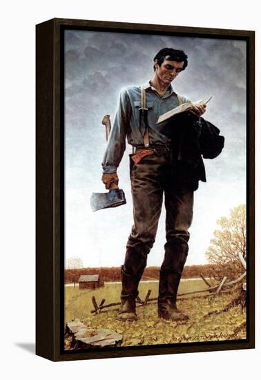 Lincoln the Railsplitter (or Young Woodcutter)-Norman Rockwell-Framed Premier Image Canvas