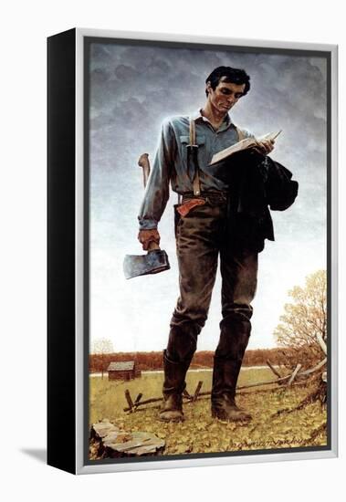 Lincoln the Railsplitter (or Young Woodcutter)-Norman Rockwell-Framed Premier Image Canvas