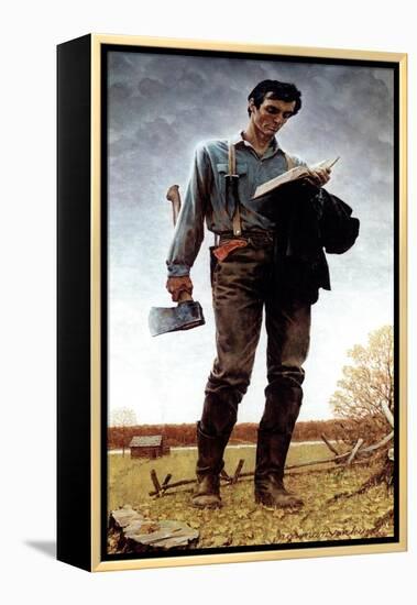 Lincoln the Railsplitter (or Young Woodcutter)-Norman Rockwell-Framed Premier Image Canvas