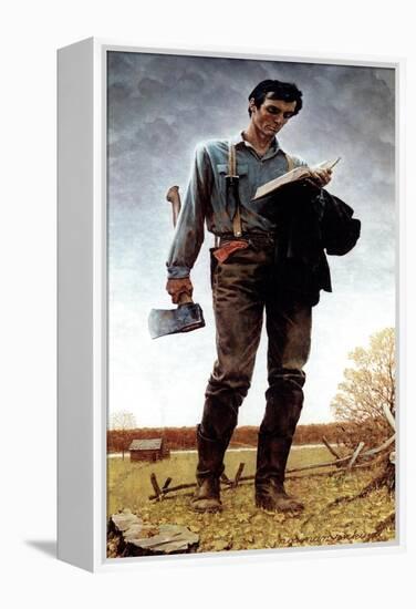 Lincoln the Railsplitter (or Young Woodcutter)-Norman Rockwell-Framed Premier Image Canvas