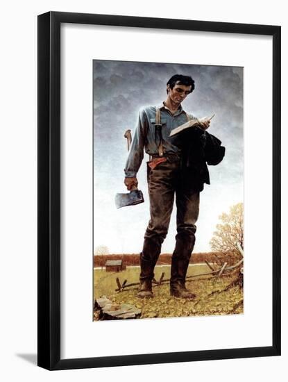 Lincoln the Railsplitter (or Young Woodcutter)-Norman Rockwell-Framed Giclee Print