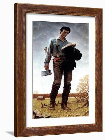 Lincoln the Railsplitter (or Young Woodcutter)-Norman Rockwell-Framed Giclee Print