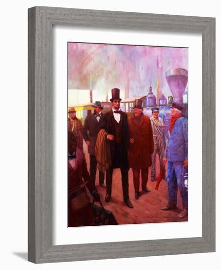 Lincoln Visiting by Railroad-Herbert Stitt-Framed Giclee Print