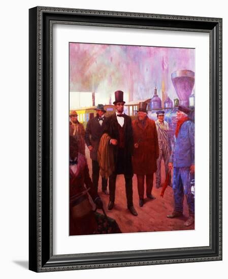 Lincoln Visiting by Railroad-Herbert Stitt-Framed Giclee Print