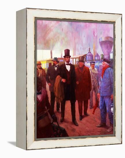 Lincoln Visiting by Railroad-Herbert Stitt-Framed Premier Image Canvas