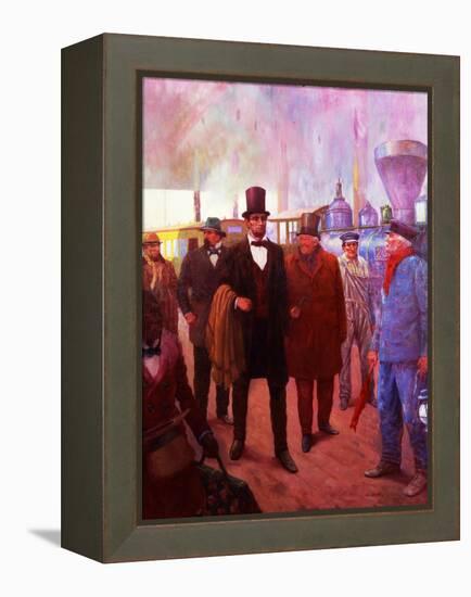 Lincoln Visiting by Railroad-Herbert Stitt-Framed Premier Image Canvas