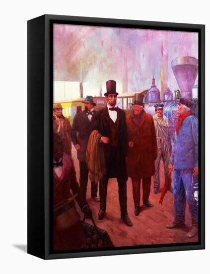 Lincoln Visiting by Railroad-Herbert Stitt-Framed Premier Image Canvas