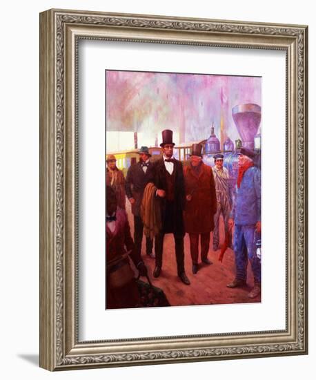 Lincoln Visiting by Railroad-Herbert Stitt-Framed Giclee Print