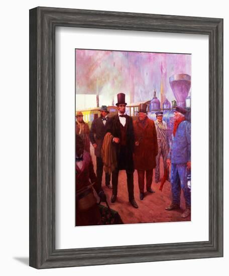 Lincoln Visiting by Railroad-Herbert Stitt-Framed Giclee Print