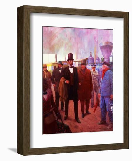 Lincoln Visiting by Railroad-Herbert Stitt-Framed Giclee Print