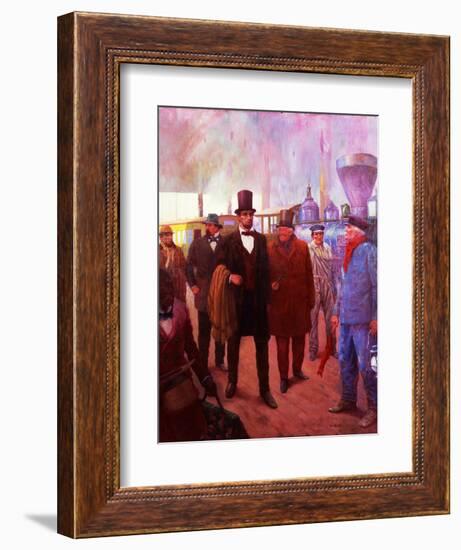 Lincoln Visiting by Railroad-Herbert Stitt-Framed Giclee Print