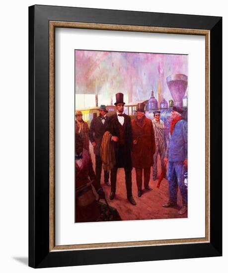 Lincoln Visiting by Railroad-Herbert Stitt-Framed Giclee Print