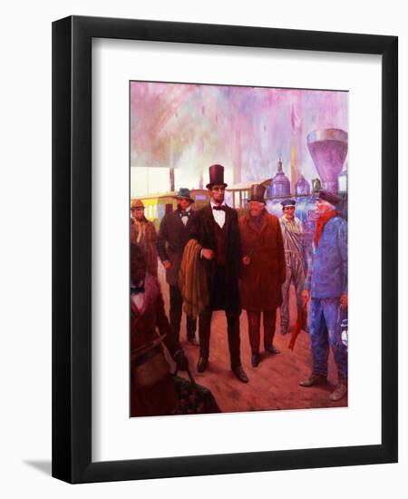 Lincoln Visiting by Railroad-Herbert Stitt-Framed Giclee Print