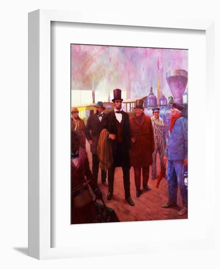 Lincoln Visiting by Railroad-Herbert Stitt-Framed Giclee Print