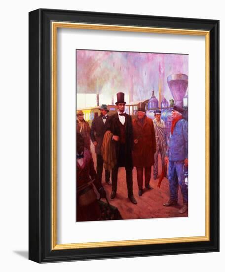 Lincoln Visiting by Railroad-Herbert Stitt-Framed Giclee Print