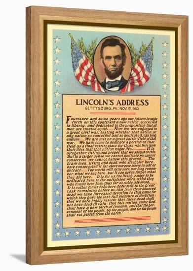 Lincoln with Text of Gettysburg Address-null-Framed Stretched Canvas