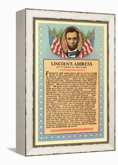 Lincoln with Text of Gettysburg Address-null-Framed Stretched Canvas