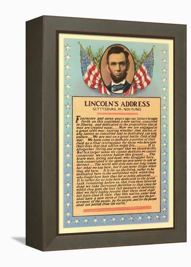 Lincoln with Text of Gettysburg Address-null-Framed Stretched Canvas