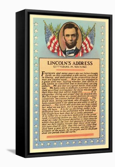 Lincoln with Text of Gettysburg Address-null-Framed Stretched Canvas