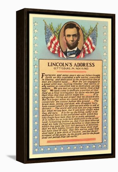 Lincoln with Text of Gettysburg Address-null-Framed Stretched Canvas