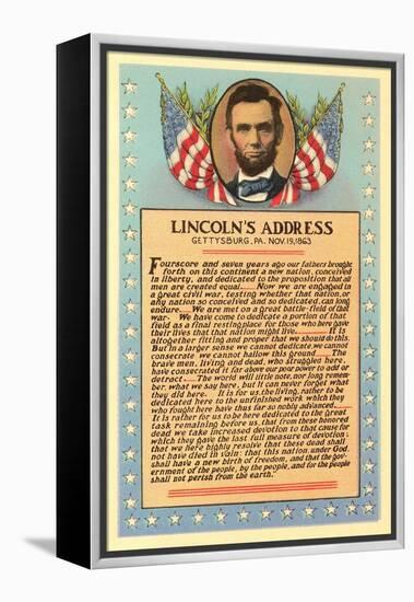 Lincoln with Text of Gettysburg Address-null-Framed Stretched Canvas