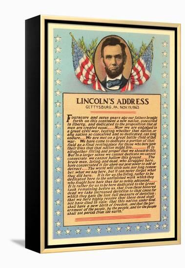 Lincoln with Text of Gettysburg Address-null-Framed Stretched Canvas