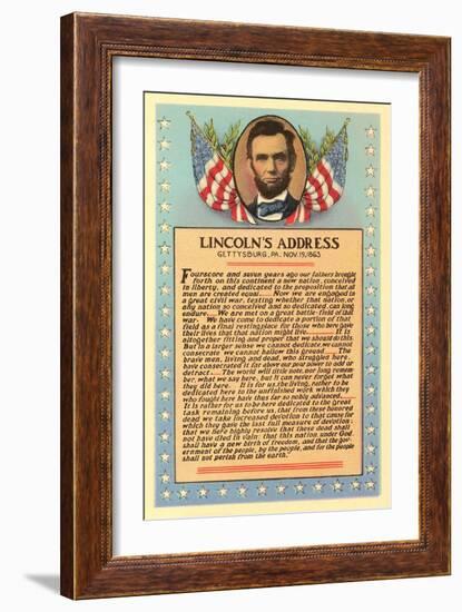 Lincoln with Text of Gettysburg Address-null-Framed Premium Giclee Print