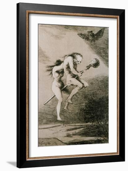 Linda Maestra, Gentle Mistress, Etching No. 68 from the Caprichos, Around 1798-Francisco de Goya-Framed Giclee Print