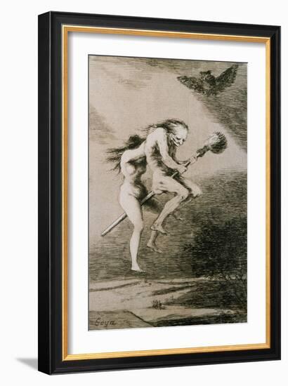 Linda Maestra, Gentle Mistress, Etching No. 68 from the Caprichos, Around 1798-Francisco de Goya-Framed Giclee Print