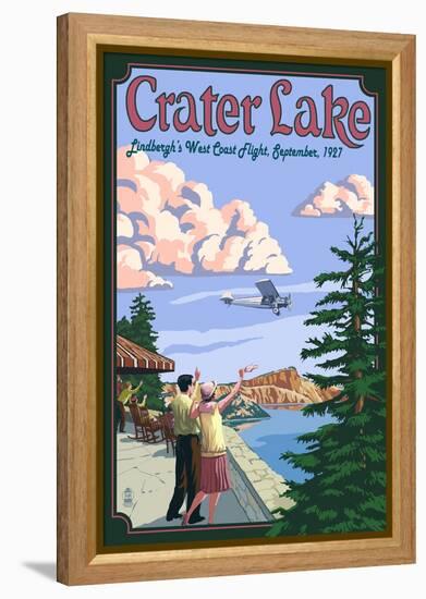 Lindbergh's West Coast Flight, Crater Lake, Oregon, c.1927-Lantern Press-Framed Stretched Canvas