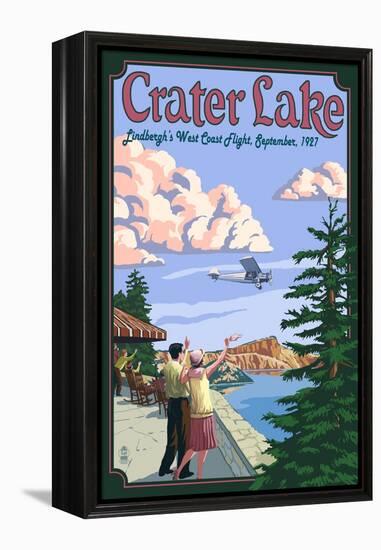 Lindbergh's West Coast Flight, Crater Lake, Oregon, c.1927-Lantern Press-Framed Stretched Canvas