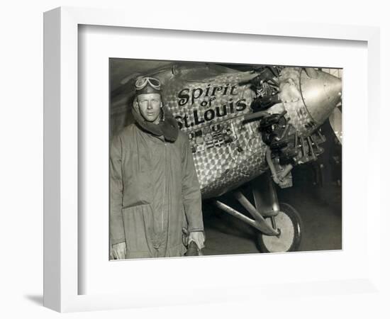 Lindbergh with His Airplane, 1928-Detlev Van Ravenswaay-Framed Photographic Print