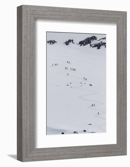 Lindblad Expeditions Guests from the National Geographic Explorer Hiking at Orne Harbor, Antarctica-Michael Nolan-Framed Photographic Print