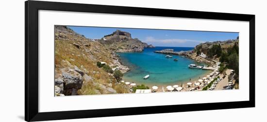 Lindos Acropolis and Harbour, Lindos, Rhodes, Greece-Doug Pearson-Framed Photographic Print