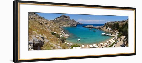 Lindos Acropolis and Harbour, Lindos, Rhodes, Greece-Doug Pearson-Framed Photographic Print