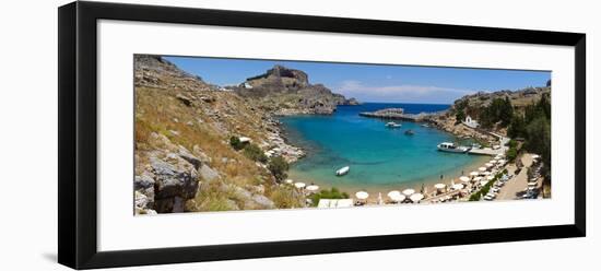 Lindos Acropolis and Harbour, Lindos, Rhodes, Greece-Doug Pearson-Framed Photographic Print