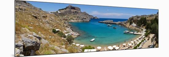 Lindos Acropolis and Harbour, Lindos, Rhodes, Greece-Doug Pearson-Mounted Photographic Print