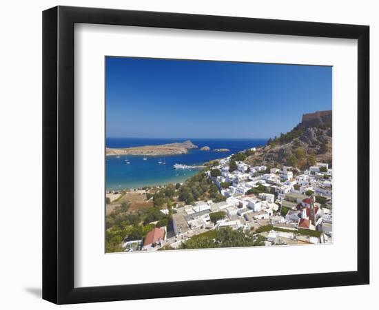 Lindos and the Acropolis, Rhodes, Dodecanese, Greek Islands, Greece, Europe-Sakis Papadopoulos-Framed Photographic Print