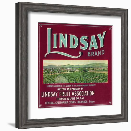 Lindsay Orange Label - Lindsay, CA-Lantern Press-Framed Art Print