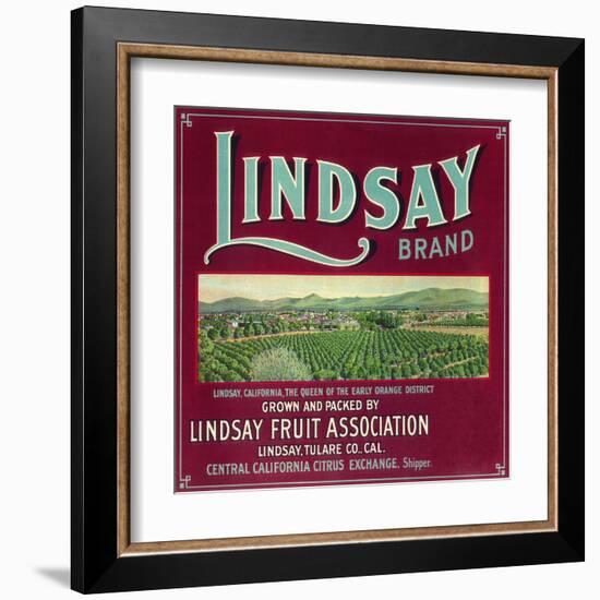 Lindsay Orange Label - Lindsay, CA-Lantern Press-Framed Art Print