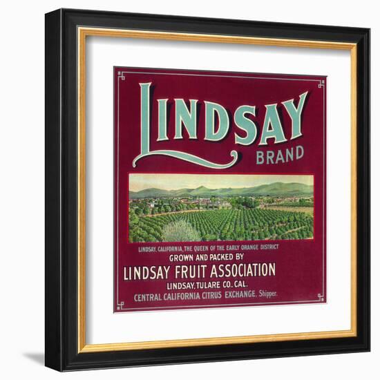 Lindsay Orange Label - Lindsay, CA-Lantern Press-Framed Art Print