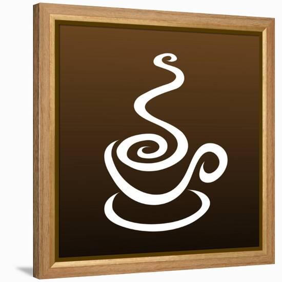 Line Art Coffee Isolated On Brown-CIDEPIX-Framed Stretched Canvas