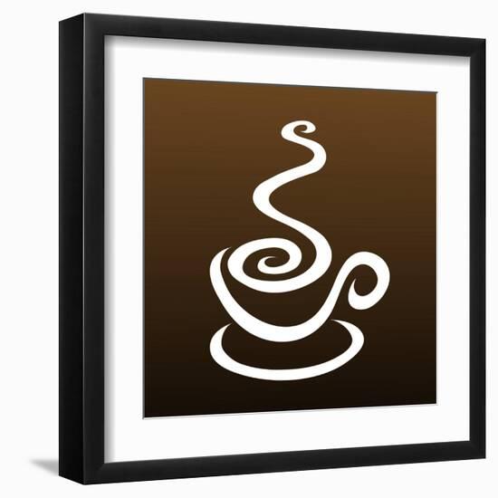 Line Art Coffee Isolated On Brown-CIDEPIX-Framed Art Print