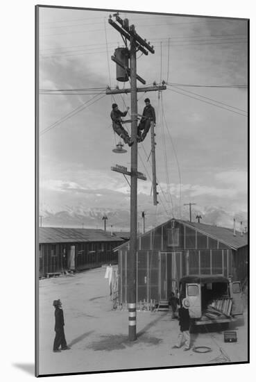 Line Crew at Work in Manzanar-Ansel Adams-Mounted Art Print