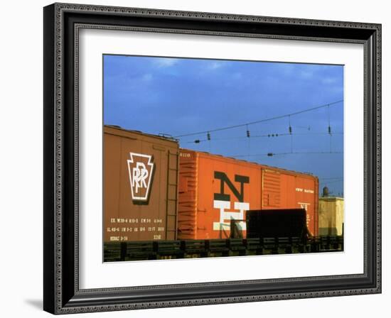 Line of Box Cars Dramatically Lit by Late Day Sunlight-Walker Evans-Framed Photographic Print
